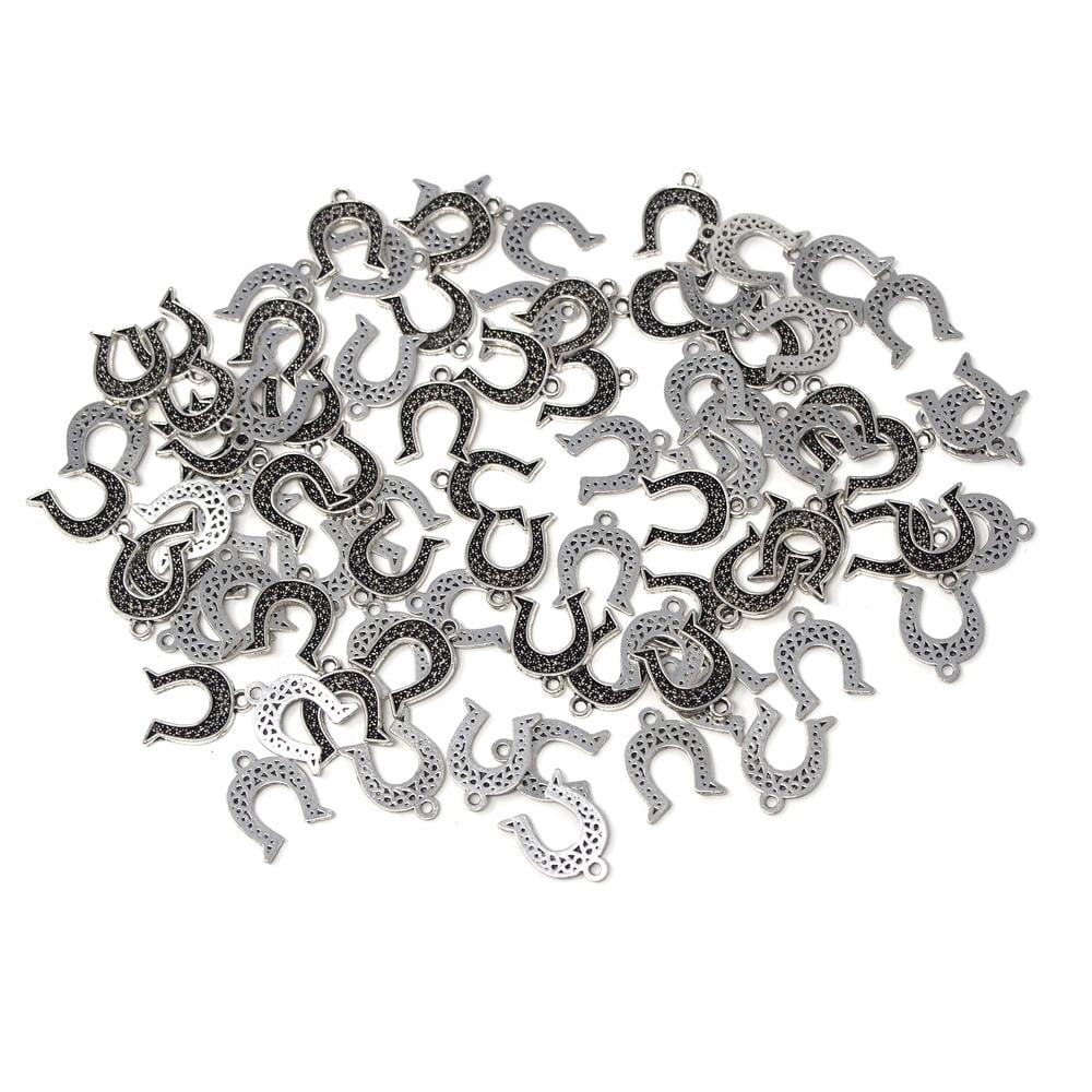 Small Horseshoe Metal Charms, Silver, 1/2Inch, 35Count