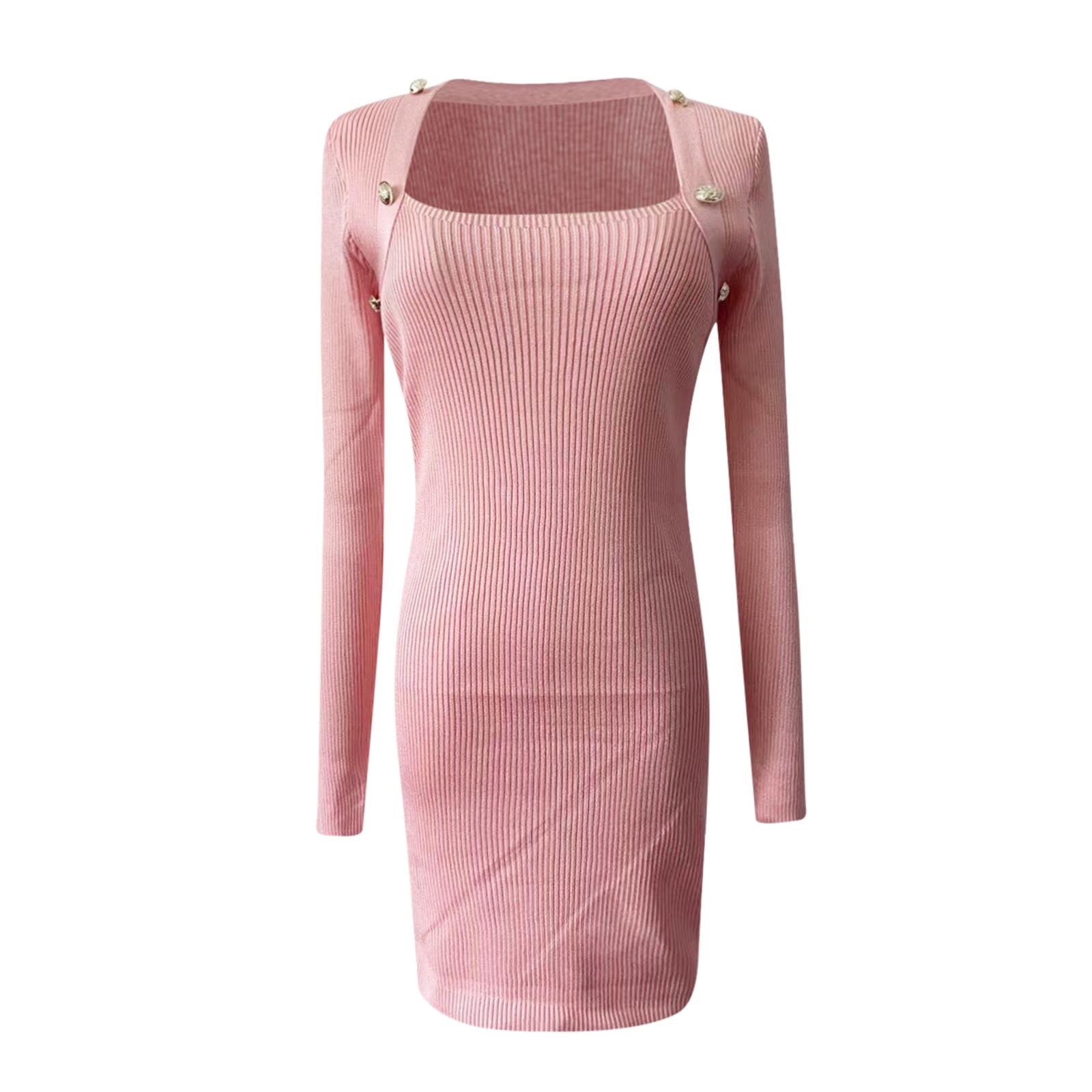 Women's Sexy Knitting Sweater Dress - High Collar, Long Sleeve