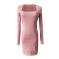 thumbnail image 3 of Women's Sexy High Collar Knit Sweater Dress - Long Sleeve, Slim Fit Mini Dress - Warm Nylon Material - with Tights/Coats - US 2-8 Sizes, XS-L, 3 of 5