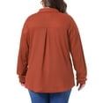 thumbnail image 3 of Agnes Orinda Women's Plus Size Waffle Knit Shirt Jacket Casual Long Sleeve Button Down Blouses 1X Orange, 3 of 5