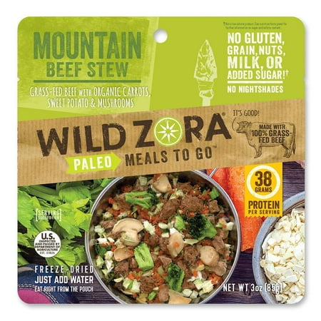 Mountain Beef Stew - Paleo Meals to Go - Freeze Dried, Lightweight, Paleo Meals for Backpacking, Camping, and on the Go Mountain Beef