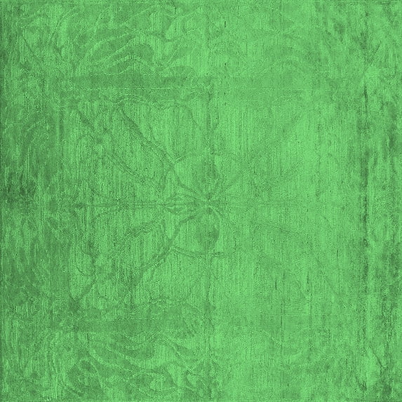 Ahgly Company Indoor Square Oriental Emerald Green Industrial Area Rugs, 4' Square