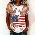 thumbnail image 3 of JTZGDY Womens Patriotic Shirts 4th of July American Flag Print Summer Short Sleeve Crewneck Graphic T-Shirts Trendy Holiday Oversized Tees Tops Multicolor#02 XXXXXL, 3 of 6