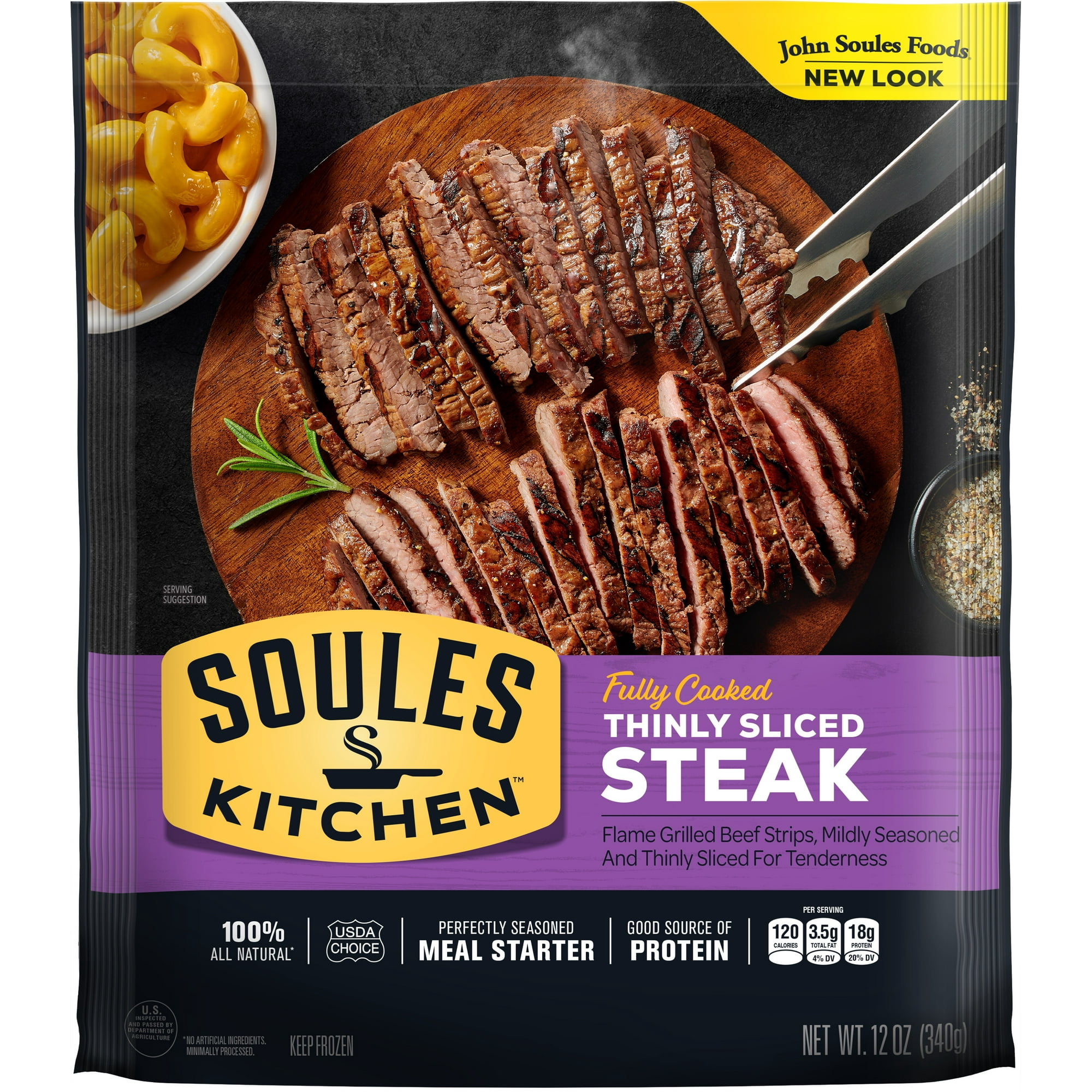 Soules Kitchen Artfully Seasoned Thinly Sliced Beef Strips, Fully Cooked, Gluten-Free, No Added Hormones, Frozen, 12 oz