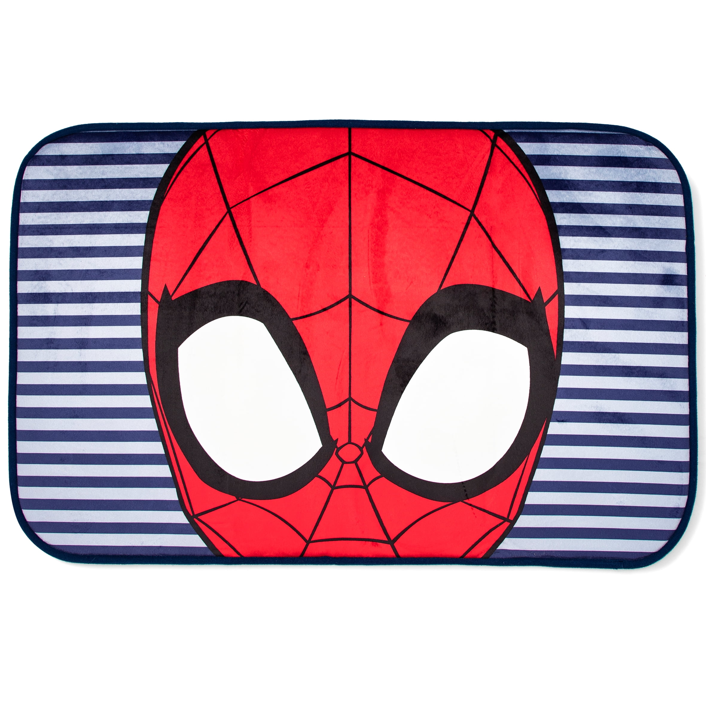 Spider-Man Stripes Kids Skid-Resistant Foam Bath Rug, 20 x 30, Microfiber, Red, Marvel