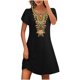 thumbnail image 2 of Puntoco Vestido De Cuello Redondo De Manga Corta Suelto Casual Estampado Estilo Étnico De Verano Para Mujer Negro M,Regalos Para Mujer Joven, 2 of 5