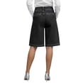 thumbnail image 5 of Women's Asymmetric Denim Shorts, Wrap Style Baggy Wide Leg Jorts, Distressed and Loose Fit Summer Casual Shorts for Streetwear and Going Out-Black, 5 of 6