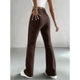 thumbnail image 5 of Wide Leg Pants Women High Waisted Pull on Lounge Elastic Waist Fall Winter Casual Knit Trousers Pants Brown L, 5 of 9