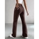 thumbnail image 5 of Pantalones Anchos de Pierna para Mujer, de Cintura Alta, para Estar en Casa, con Cintura Elástica, para Otoño e Invierno, Informales, de Punto Marrón L, 5 of 9