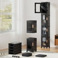 thumbnail image 3 of Slim Narrow Plastic Storage Cabinet with Adjustable Shelves, Doors & Wheels, Waterproof & Dustproof Design,Black, 3 of 7