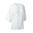 thumbnail image 4 of Women's Short Sleeve Beachwear Sheer Chiffon Kimono Cardigan Solid Casual Capes Beach Cover up Cardigan, 4 of 8