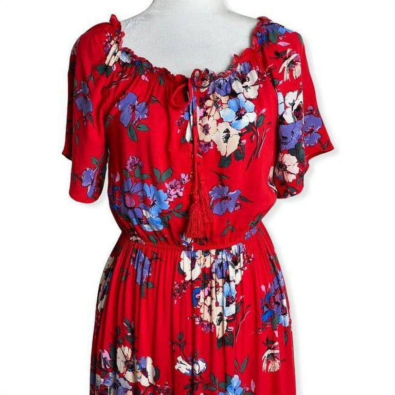 Band of Gypsies Red Floral Tiered Casual Maxi Dress Size Xs Walmart