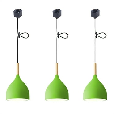 JLOWCO 3 Pack Track Lighting Pendants Adjustable Height Light Fixture Dining Room modern farmhouse Green pendant lights kitchen island Farmhouse Pendant Lights Kitchen Island (LED Bulb Include)