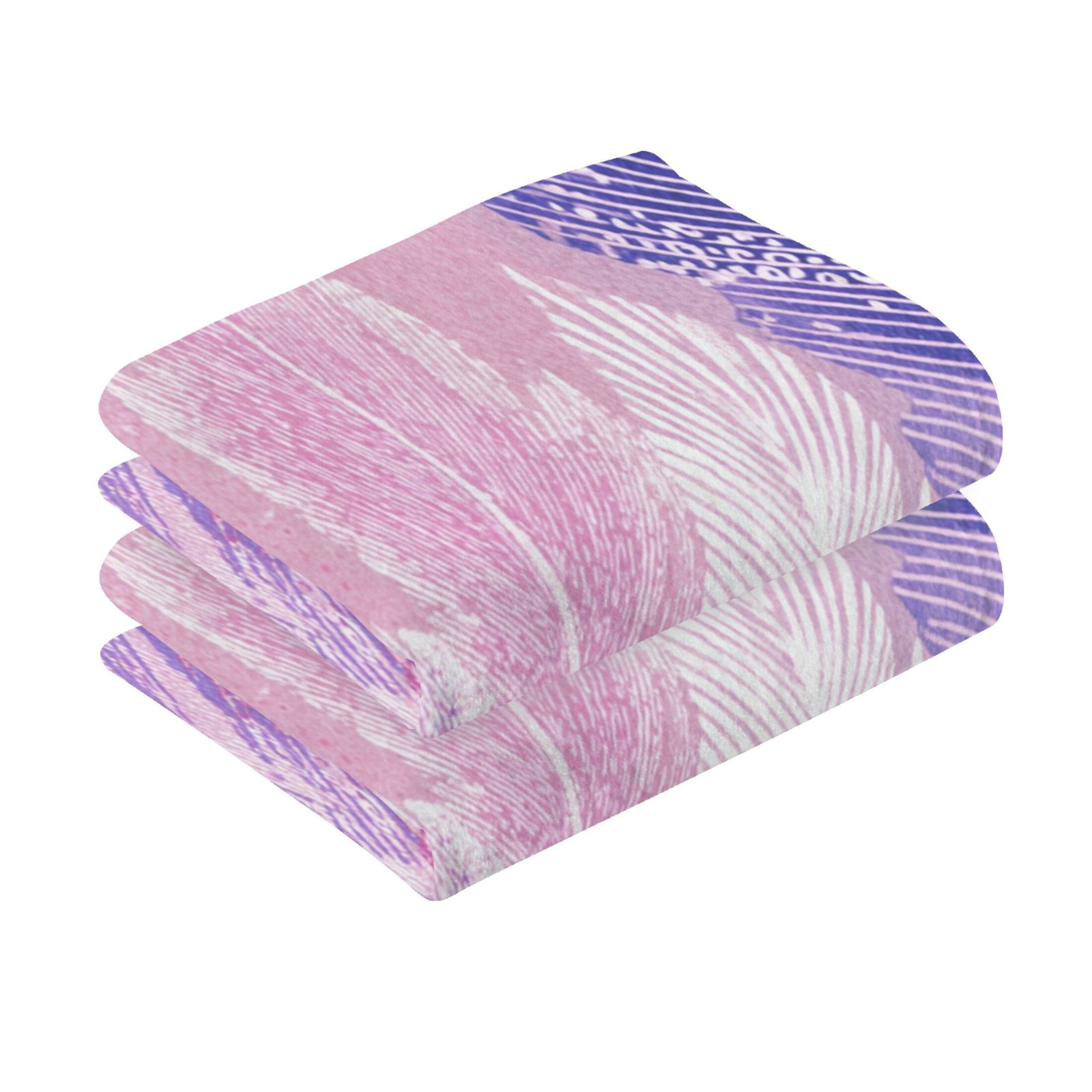 2 Pieces of Cotton Towel Face Towel Set Hand Towel Bath Towel Cotton Bath Towel Sets Magenta Plume Watercolor Strokes
