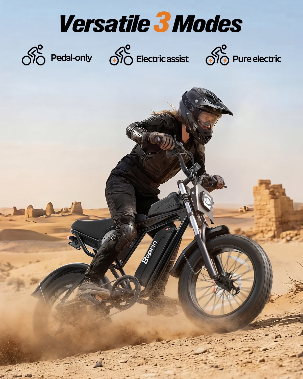 Bopzin 1500W Electric Bike for Adults, with 48V 20AH Removable Battery, 20" Fat Tire Off-Road Mountain Bike, UL2849