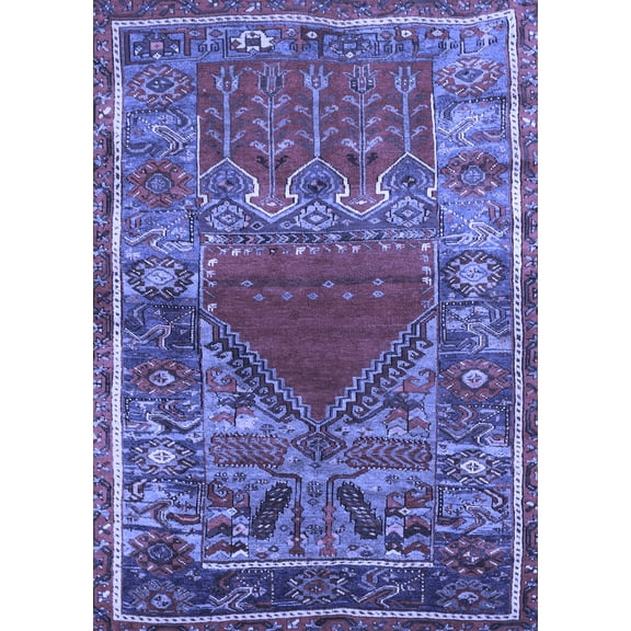Ahgly Company Indoor Rectangle Persian Blue Traditional Area Rugs, 5' x 7'