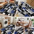 thumbnail image 5 of Navy Blue Black Geometric Area Rugs 3'x5', Washable Small Throw Rugs for Living Room Bedroom, Modern Color Block Abstract Indoor Outdoor Rug Non-Slip Low Pile Carpet Runner Reversible Floor Mats, 5 of 8