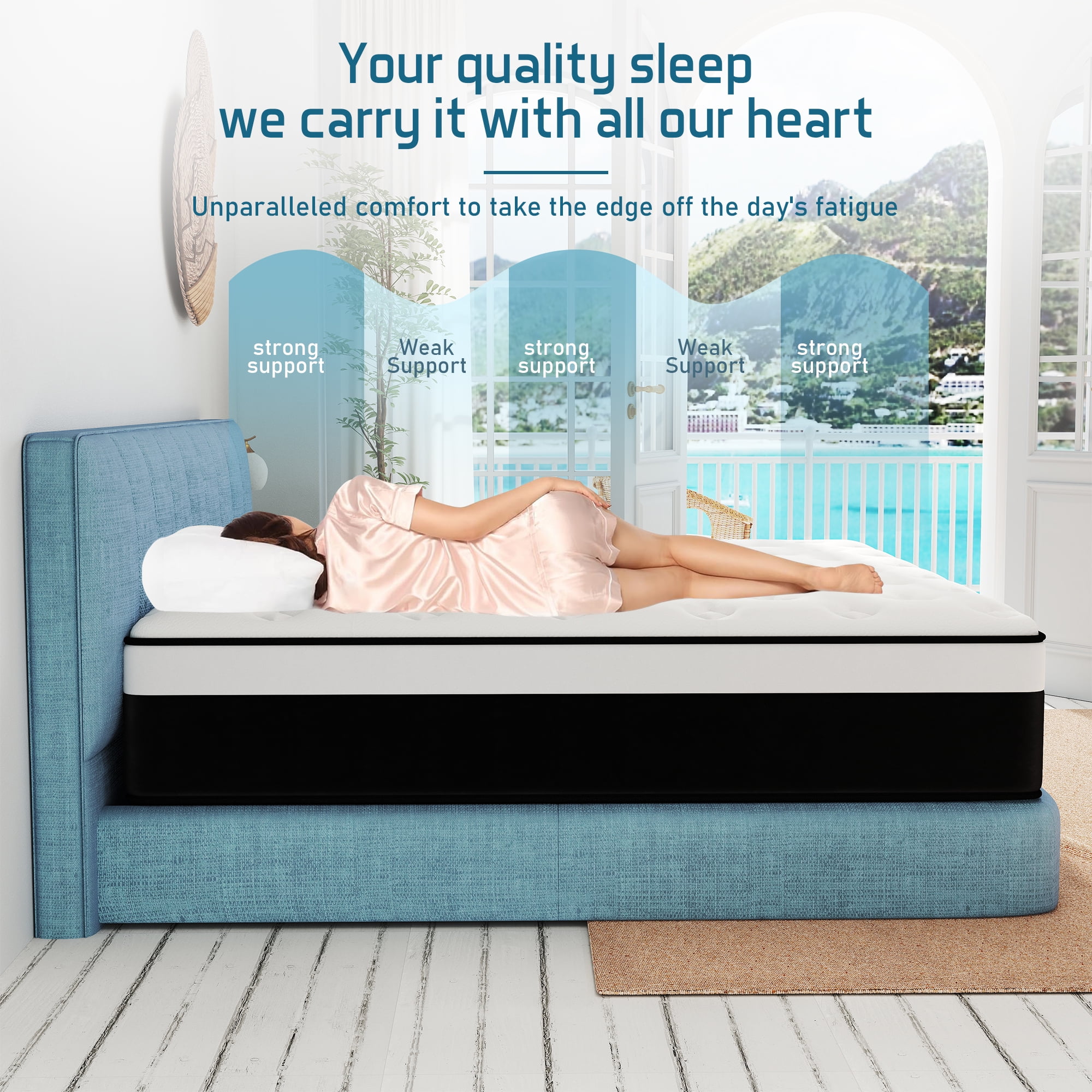 Yilicy 12 inch Queen Mattress Cooling Gel Memory Foam Hybrid Mattress in a box, Pocketed, Medium