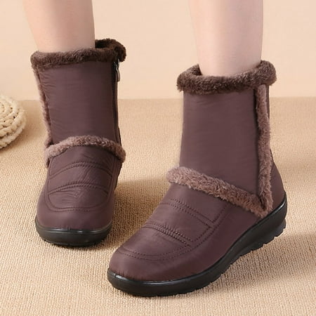 

Cathalem Woman Snow Boots Women Womens Winter Snow Boots Lined Warm Boots Slip On Waterproof Lightweight Winter Boots Women Brown 8