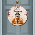 thumbnail image 2 of Happy Thanksgiving Golden Retriever Welcome Thankful Fall Autumn Pumpkin Round Wood Sign Goldens Dog Lover Gifts Idea Hanging Wall Home Decor - 02021, 2 of 5