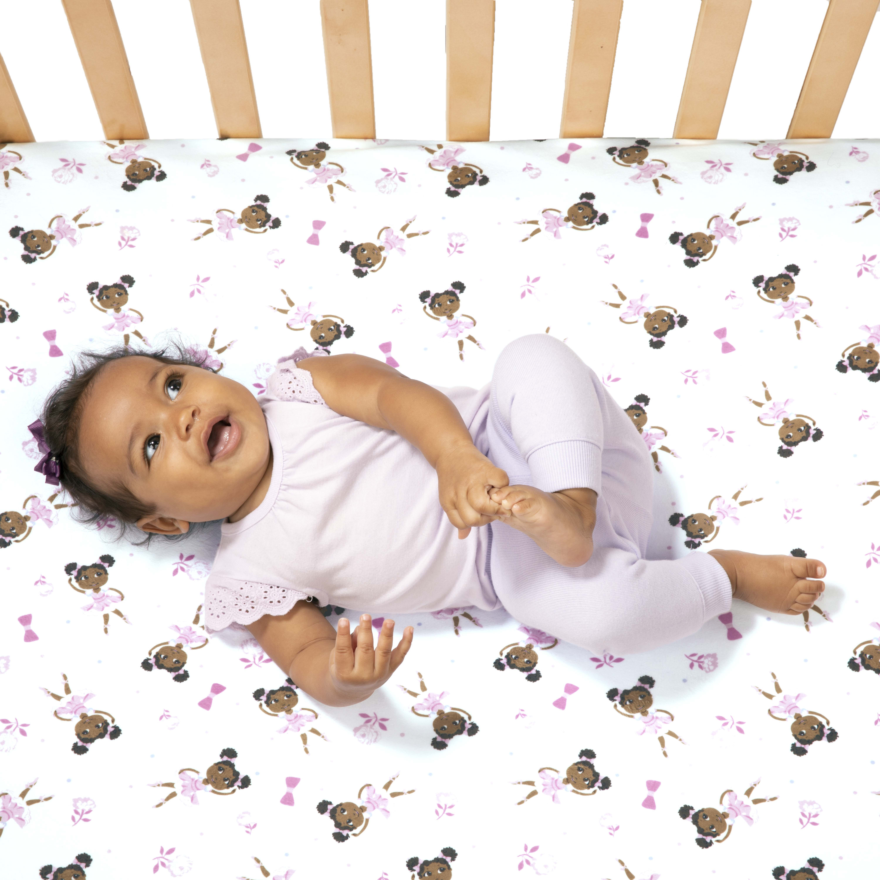 Little Muffincakes Extra Soft Fitted Crib Sheet, Ballerina Theme (Zhara) - Standard Size, 1 Pack, Pink