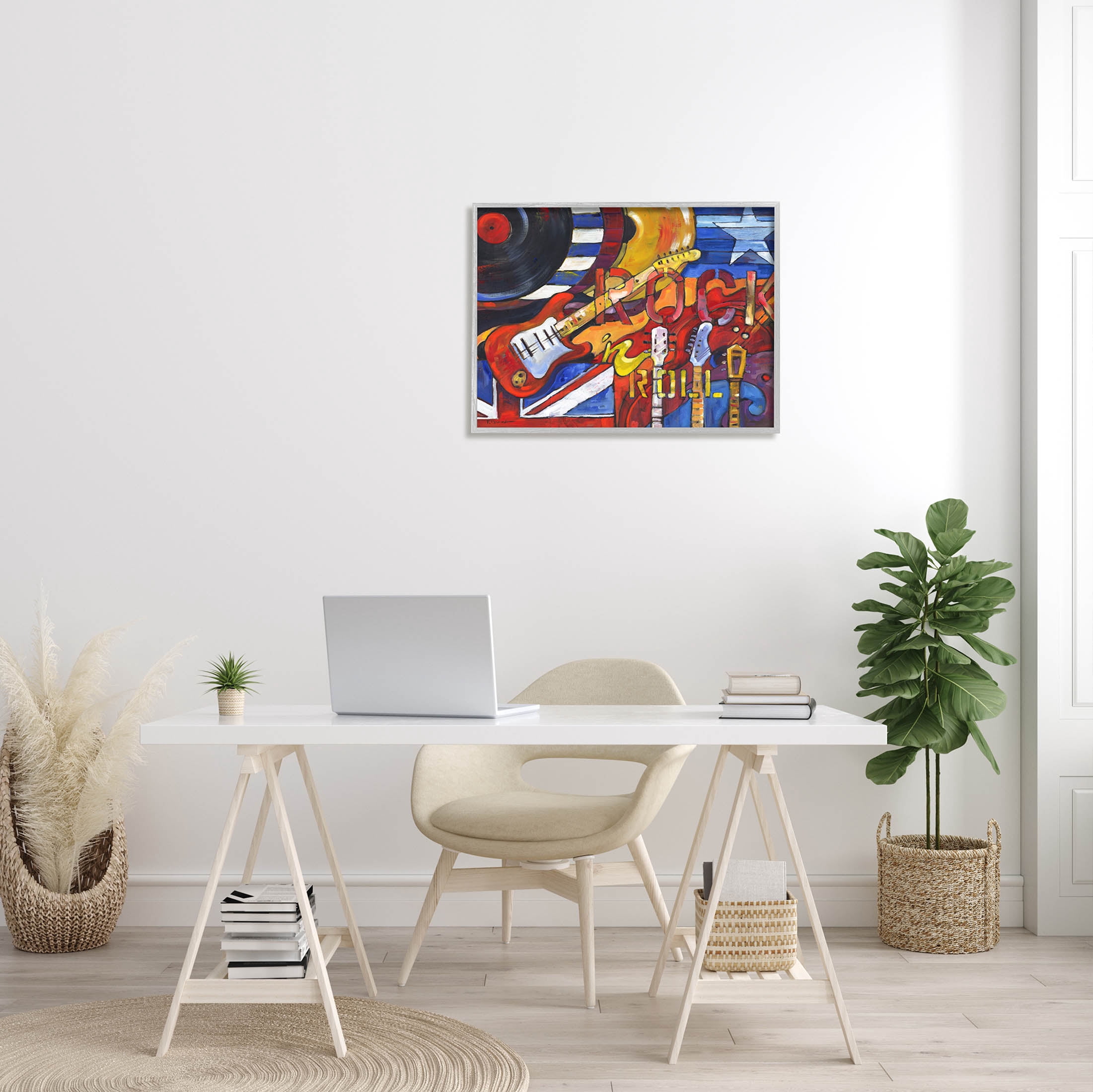 Stupell Industries Rock 'n Roll Music Tribute Painting Gray Framed Art Print Wall Art, Design by Paul Brent