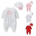 thumbnail image 4 of XXWXYD Baby Organic Cotton Footie Romper Set with Ruffled Hat, Snap-Closure Footed Jumpsuit - Toddler Baby Soft Sleepwear & Photoshoot Outfit, 4 of 8