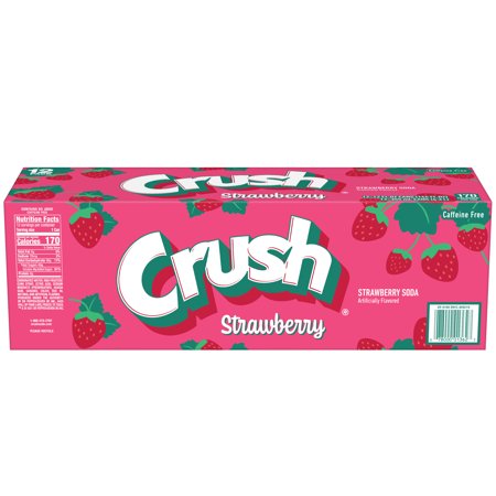 Crush Caffeine Free Strawberry Soda Pop, 12 fl oz, 12 Pack Cans