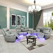 Condio Living Room Recliner Set Loveseat Sofa and Recliner Gray