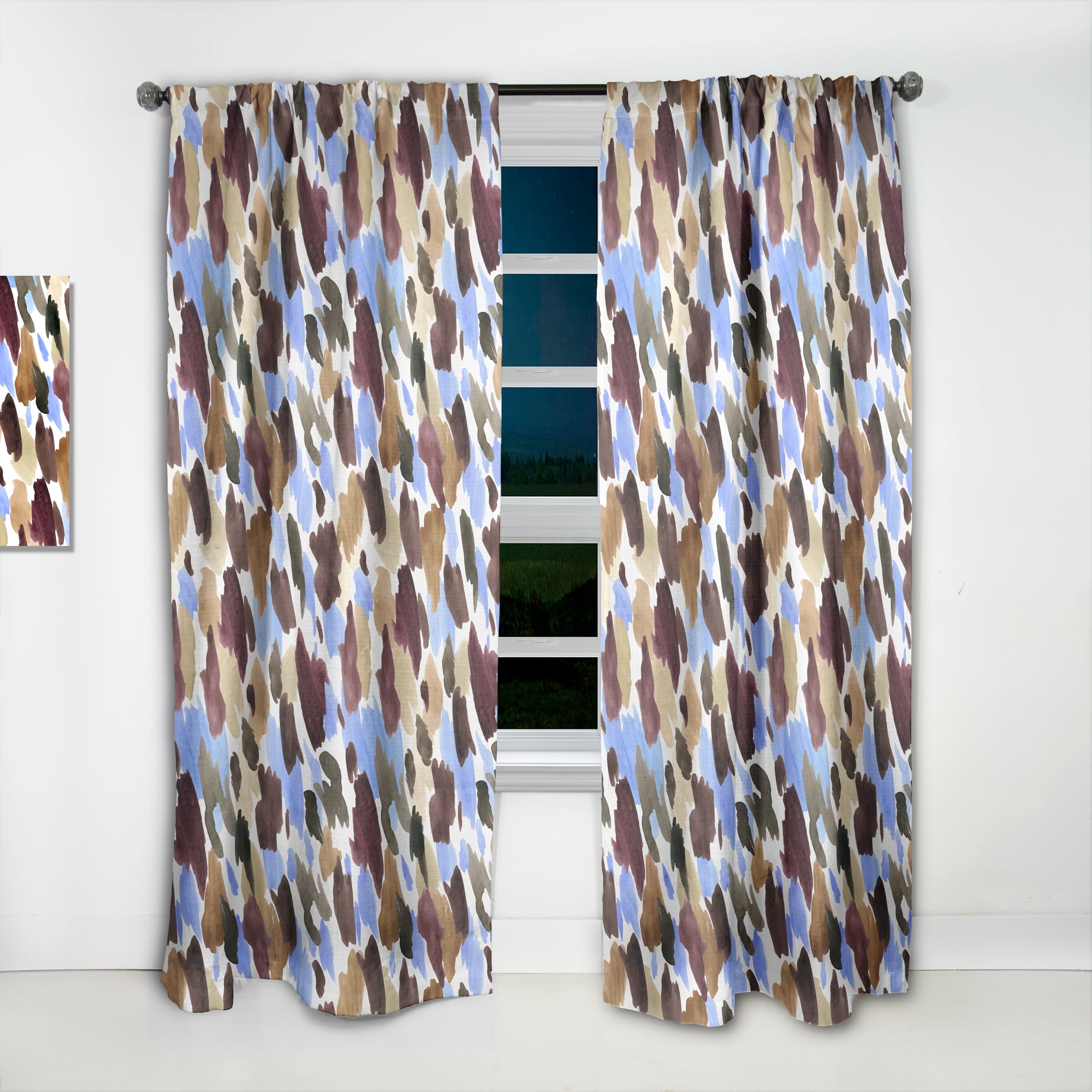 Designart 'Burgundy Brown and Blue Leopard' Modern & Contemporary Curtain Panel