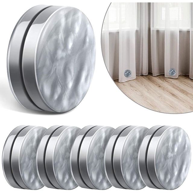 Magnetic Curtain Weights Shower Curtain Magnets Round Drapery Weights Bottom For Outdoor Curtains Tablecloth To Stop From Blowing (Gray,6 Pairs)