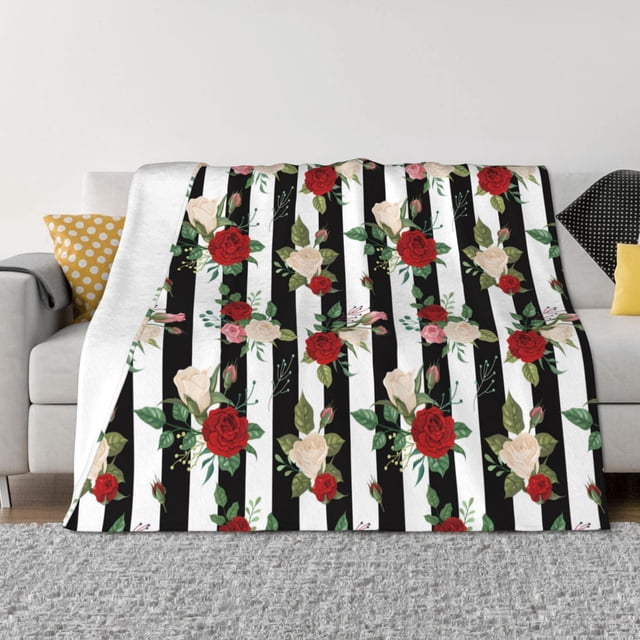 Fotbe Rose Flowers Manta de Franela con Estampado, Manta Ultrasuave para Cama, Sofá, Auto, Hipoalergénica y Antibolitas-50"x40"
