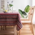 thumbnail image 3 of Rectangle Polyester Tablecloth Vintage Printed and Spill Proof Water Resistant Table Cover for Home and Kitchen (Boho Red, 55"x70"), 3 of 6