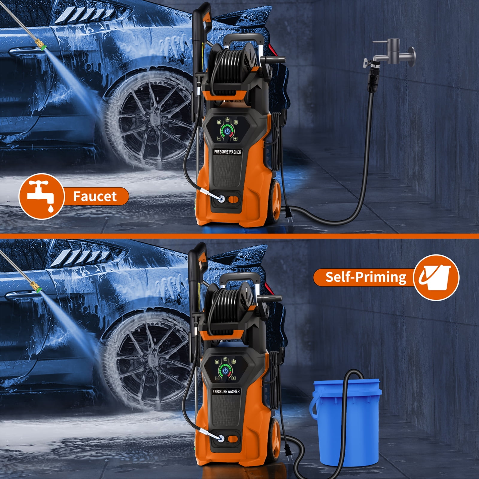 HONGGE Electric Pressure Power Washer - 5000 PSI MAX 110V 3.2 GPM Power Washer Electric Powered, Orange