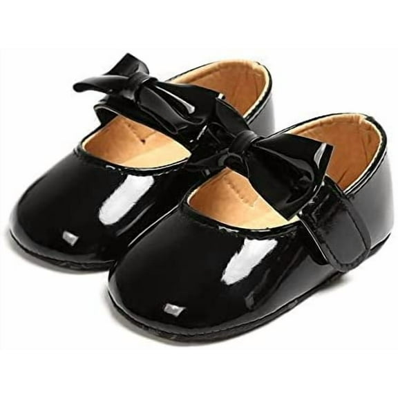 Baby Girls Ballet Dress Shoes - Mary Jane Soft Sole Sidebow Toddler Moccasins