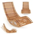 thumbnail image 2 of Costway Outdoor Chaise Lounge with High Back Slatted Seat Stopper Outside Wood Rocker, 2 of 10