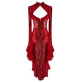 thumbnail image 4 of Vintage Lace Patchwork High Neck Dress With Bell Sleeves Bodycon See Through Swallowtail For, 4 of 6