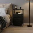 thumbnail image 4 of CONCETTA 3 Fabric Drawers Nightstand with Charging Station, USB/Type-C Ports, Adjustable Feet, Bedroom, Black, 4 of 8