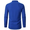 thumbnail image 4 of XIAOCHA Men's Lace Up Shirt Stand Collar Long Sleeve Top Breathable Medieval Casual Tee, 4 of 4