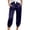 Blue, variant on Aihuaihua Womens Satin Silky Capri Pants Summer Tapered High Waist Elastic Cropped Trousers Beach Vacation Clothes Red XL