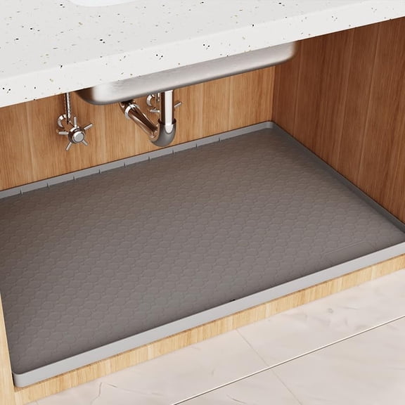 34"x 22" Silicone Sink Mat, Under Sink Mat for Kitchen Waterproof, Cabinet Liner for Bathroom, Under Sink Mat with Raised Edge, Under Sink Drip Tray Protector