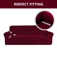 thumbnail image 2 of Golden Linens 3-Piece SlipCover Set for Sofa Loveseat Couch Arm Chair, Stretch ((4 Way)) to Fit /Slipcovers Set, Furniture Protector Cover Set, Wrinkle Free# Yafa Burgundy, 2 of 8