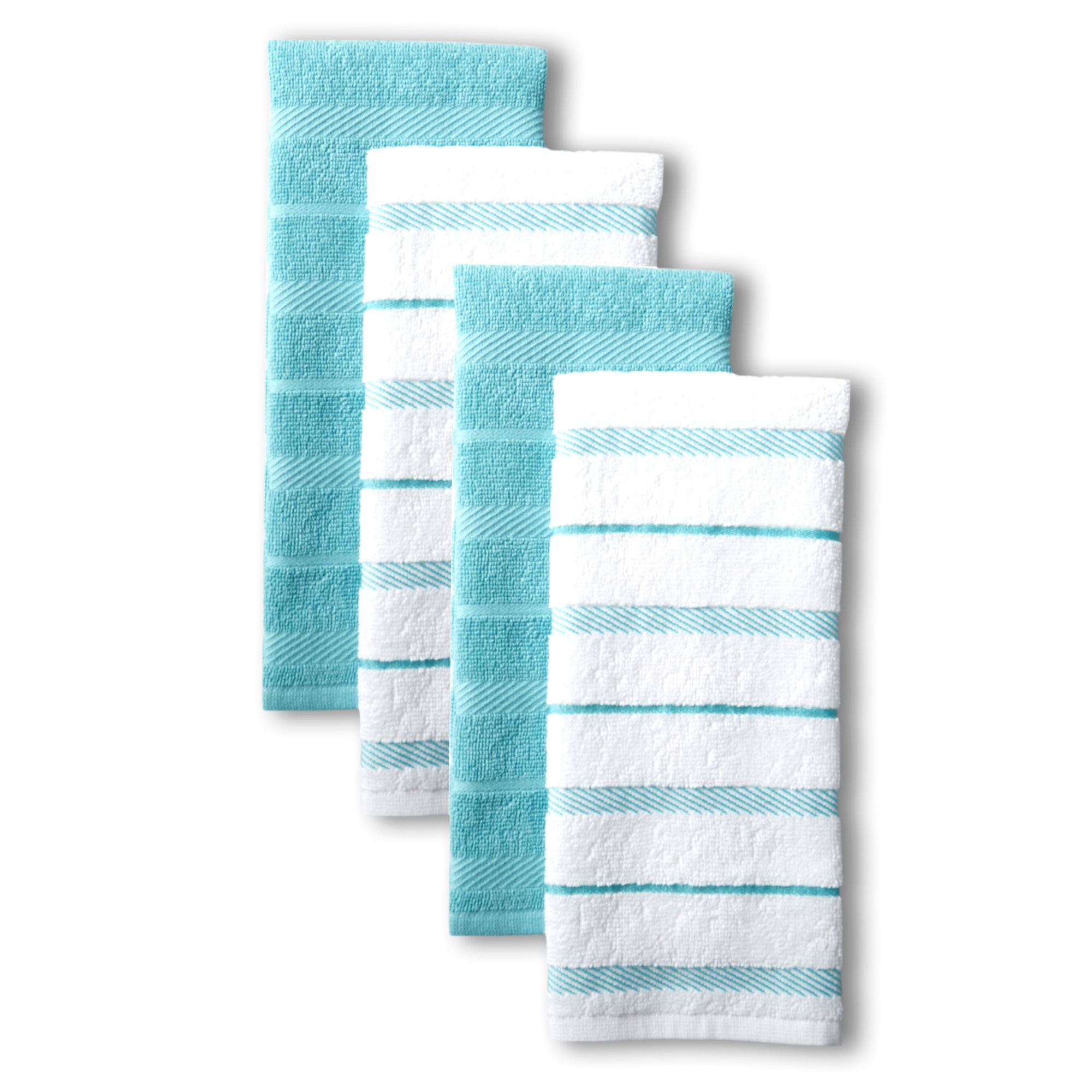 NEW Home Collection Turquoise Windowpane Pattern Kitchen Towels 15x25 in 