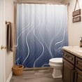 thumbnail image 5 of Xipuska Blue Geometric Shower Curtain - Water Repellent Fabric Shower Curtains Washable, Modern White Stripe Abstract Distortion Art Decorative Cloth Bathroom Curtains Modern Bath Decor 72"x78", 5 of 6