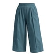 thumbnail image 4 of Ltctricy Capri Pants for Women Elastic Waisted Wide Leg Pants Loose Fit Casual Pants with Pockets Beach Vacation Clothes(Blue,Small), 4 of 7