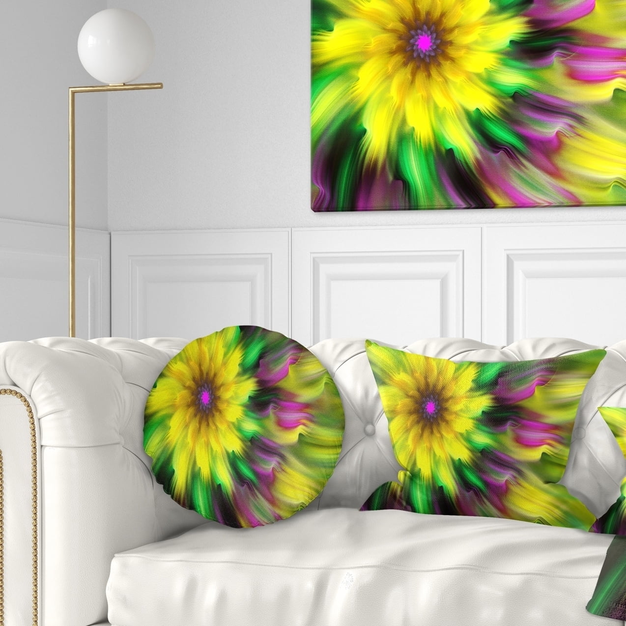 Design Art Designart Dance Of Yellow Exotic Flower Floral Throw Pillow Walmart Com Walmart Com