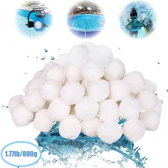 1.77 lbs Pool Filter Balls - Eco-Friendly Fiber Filter Media for Swimming Pool Sand Filters (Equals 50 lbs Pool Filter Sand) - Higher & More Efficient Water Filtration Sand