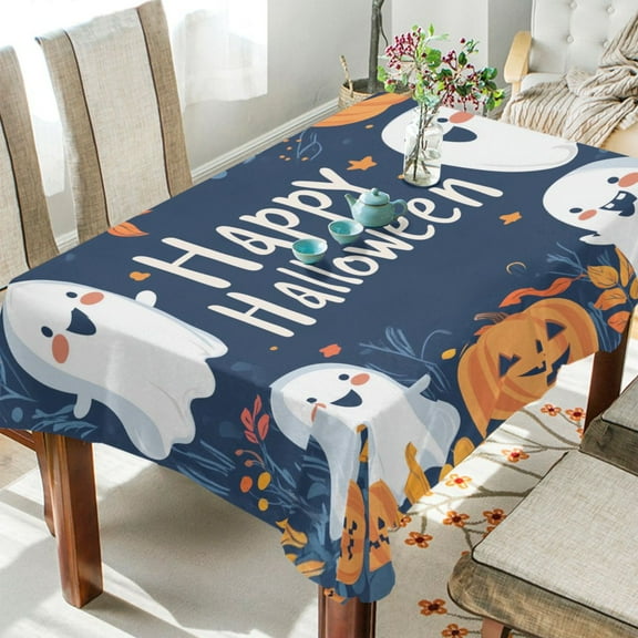 BZSMCE Square Tablecloth Ghosts and Pumpkins Print Pattern Tableclothes