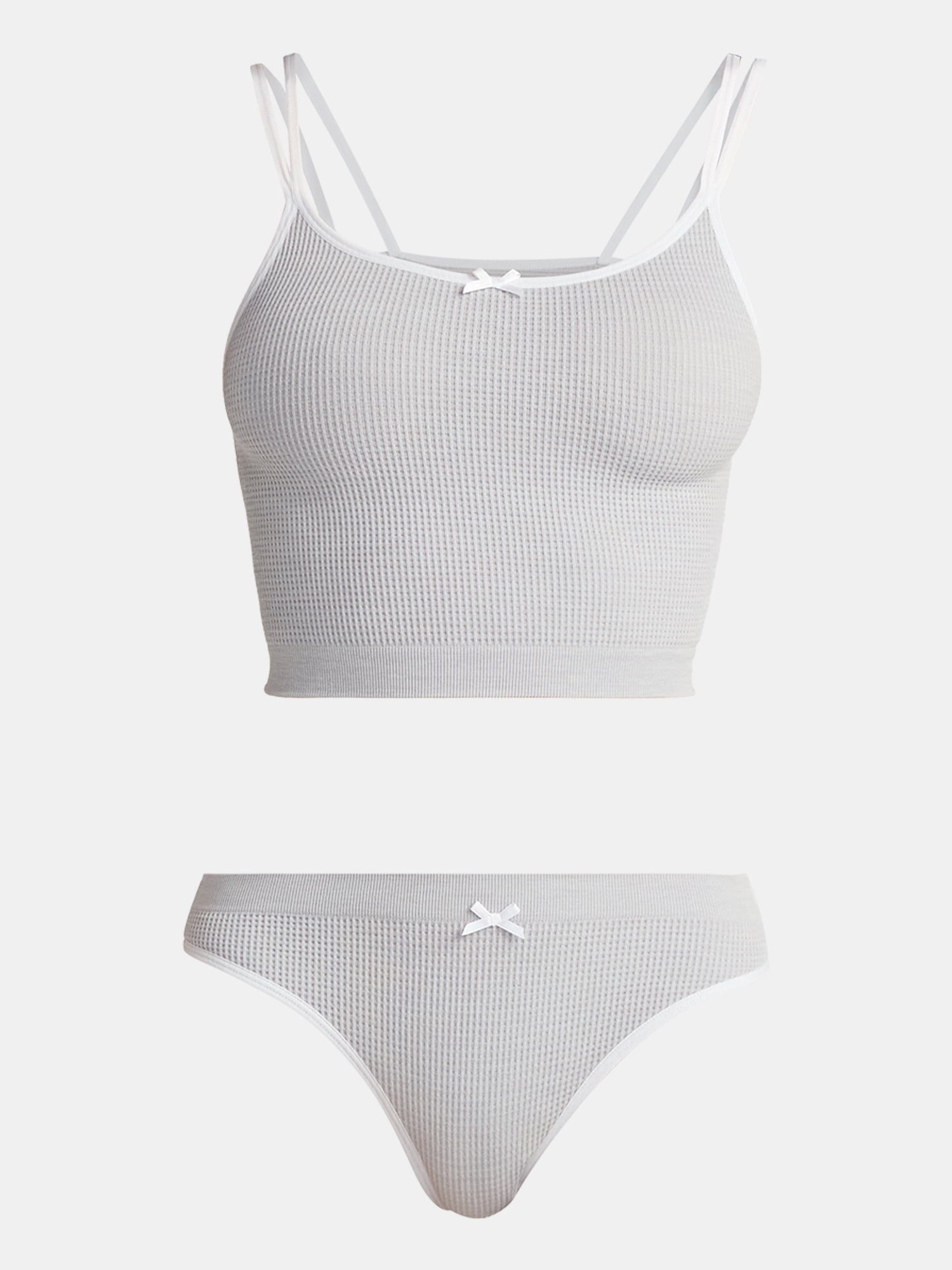 No Boundaries Seamless Cami Bra and Thong Panties Set, 2 Piece, Women's XS-XXXL