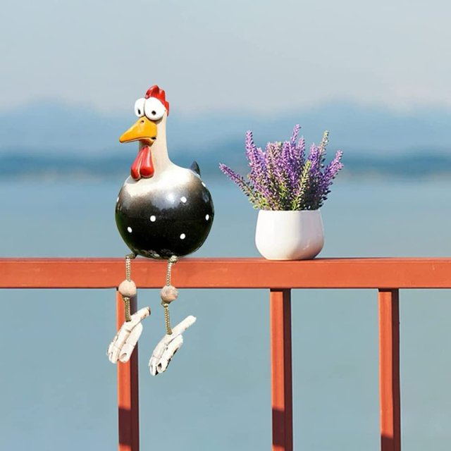 Estatua de pollo, escultura artesanal de resina para jardín, decoración de adorno, escultura de gallina al aire libre, 8,5*16*28CM TUNC Sencillez